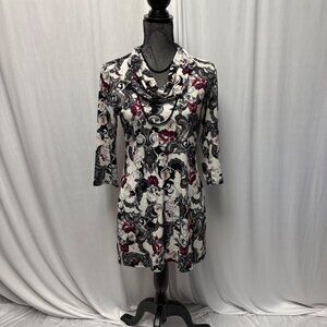 White House Black Market Cowl Neck Tunic Top Womens Size Small Floral Paisley